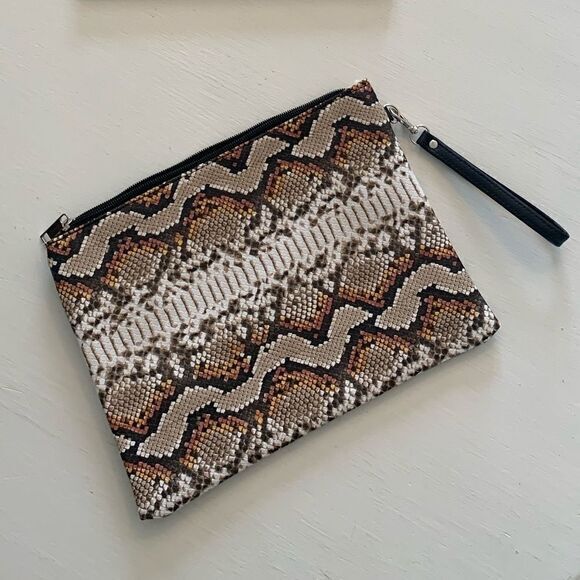 Faux Leather Snake Large Wristlet - Picture 2 of 8